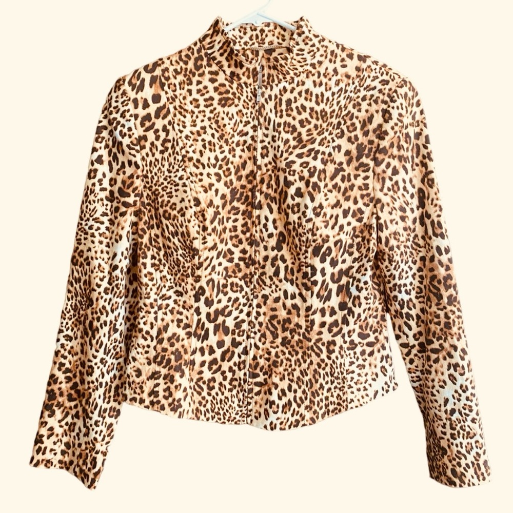 Leopard Print Zip-Front Women's Jacket - Tan/Brown, Blushe Impressions, size 10